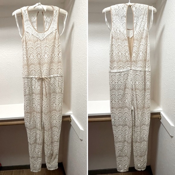 Chelsea & Violet • Cream/Nude Lace Jumpsuit Lounger Sz XS - Picture 2 of 8